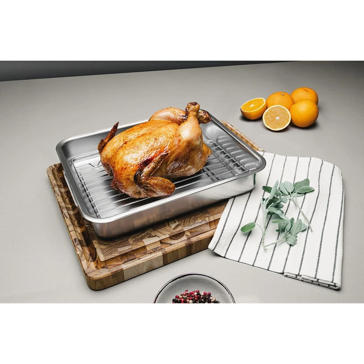 Asadera con Rejilla Tramontina Acero Inox 39 x 33 cm 6,4 L — imagen 4 de 4