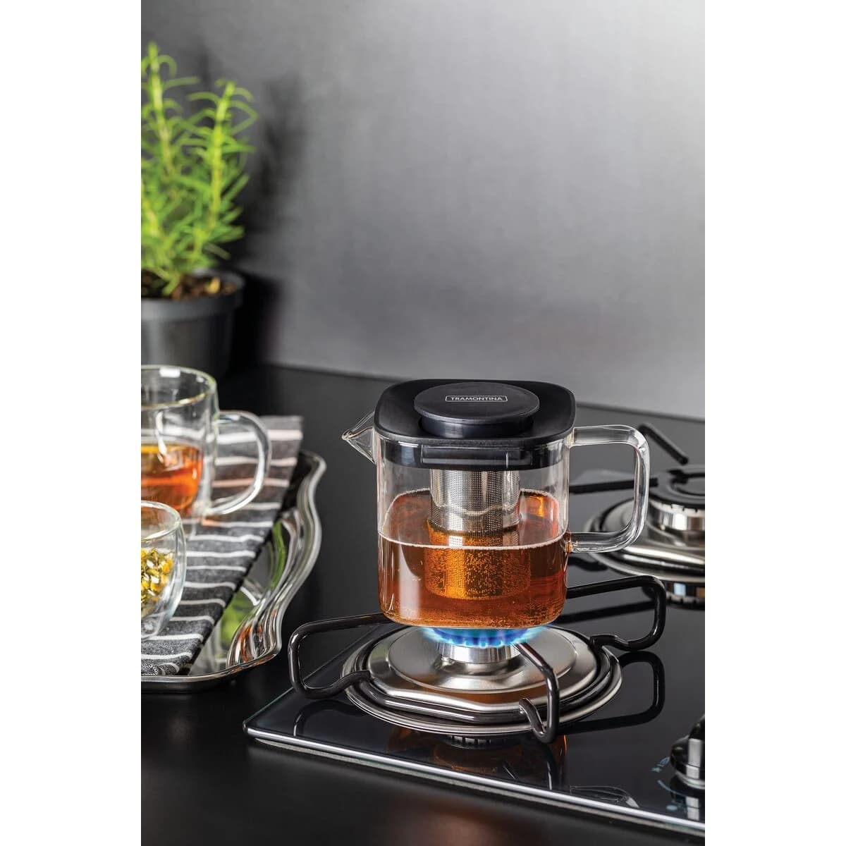 Tetera Vidrio Acero Inoxidable Infusor de 600 ml Tramontina — imagen 5 de 10