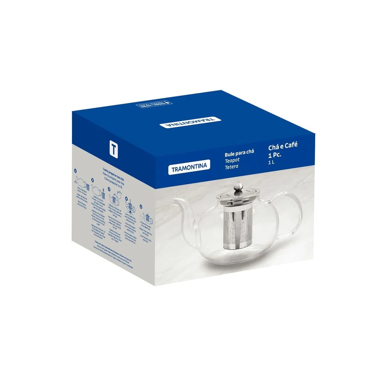 Tetera Vidrio Acero Inoxidable Infusor de 1,2 Lts Tramontina — imagen 3 de 9