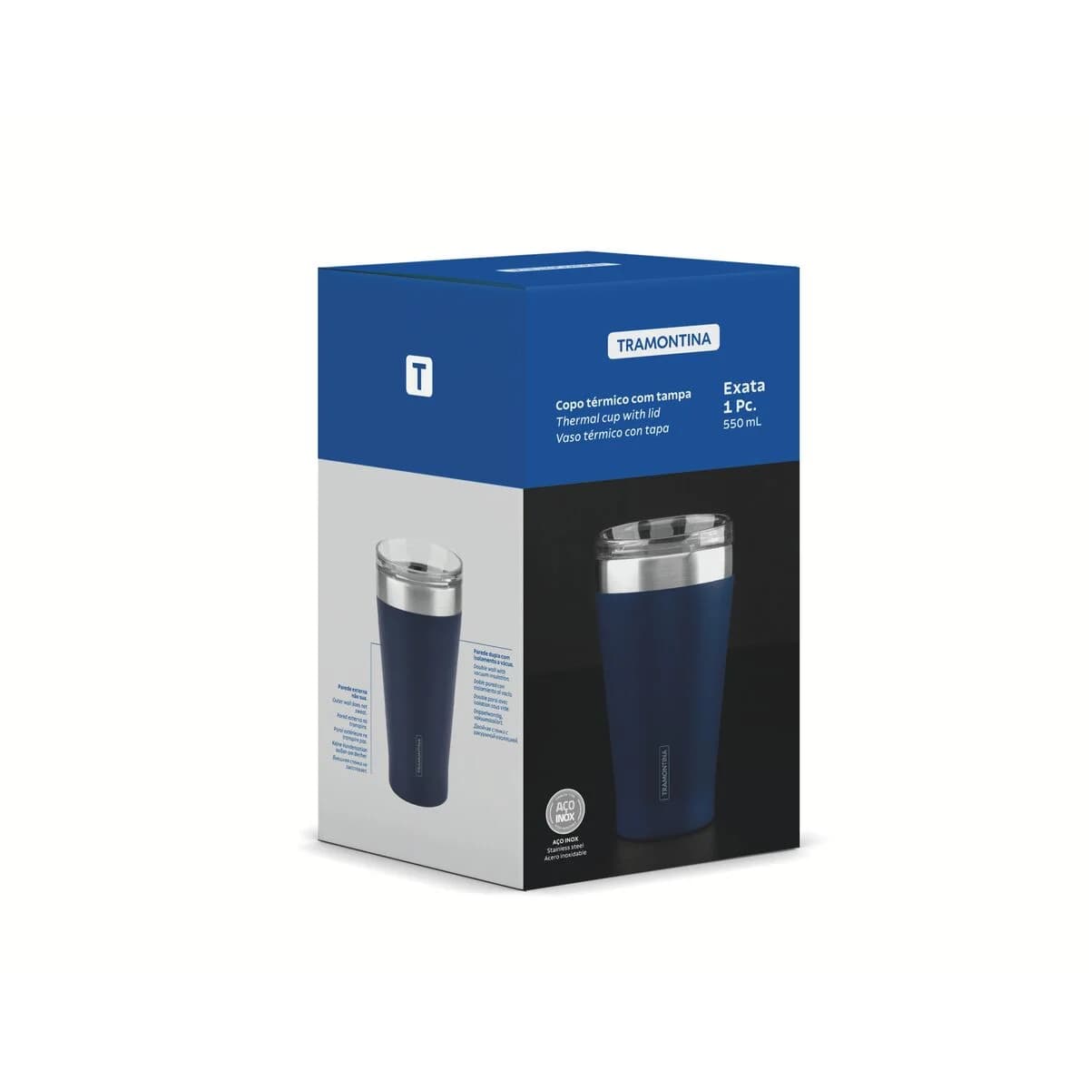 Vaso Termico Tramontina Exata Acero Inoxidable Azul 550 ml — imagen 2 de 8