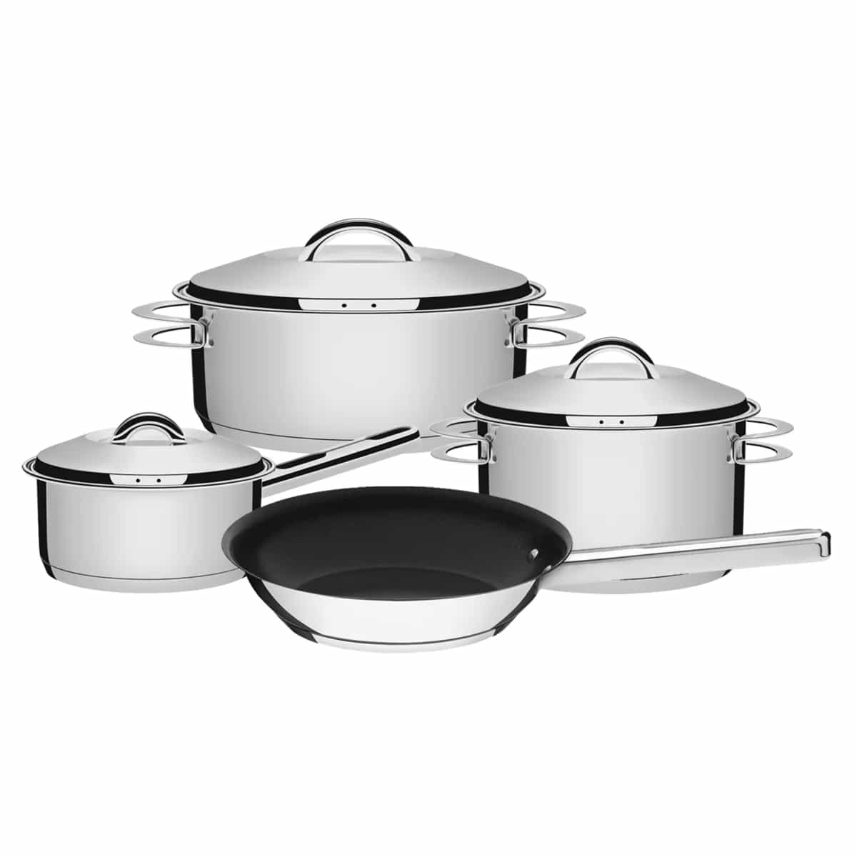 Bateria De Cocina Acero Inox Triple Fondo 4 Pzs Tramontina
