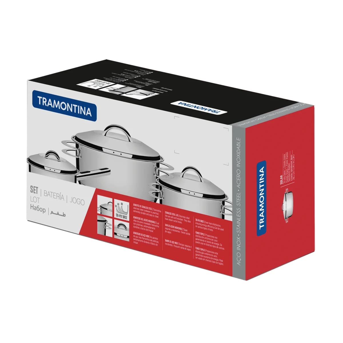 Bateria De Cocina Acero Inox Triple Fondo 4 Pzs Tramontina — imagen 2 de 3