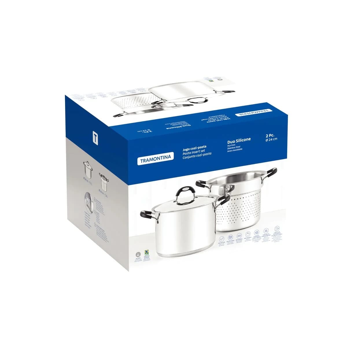 Juego Cozi Pasta Tramontina Triple Fondo Induccion 24 CM — imagen 2 de 4