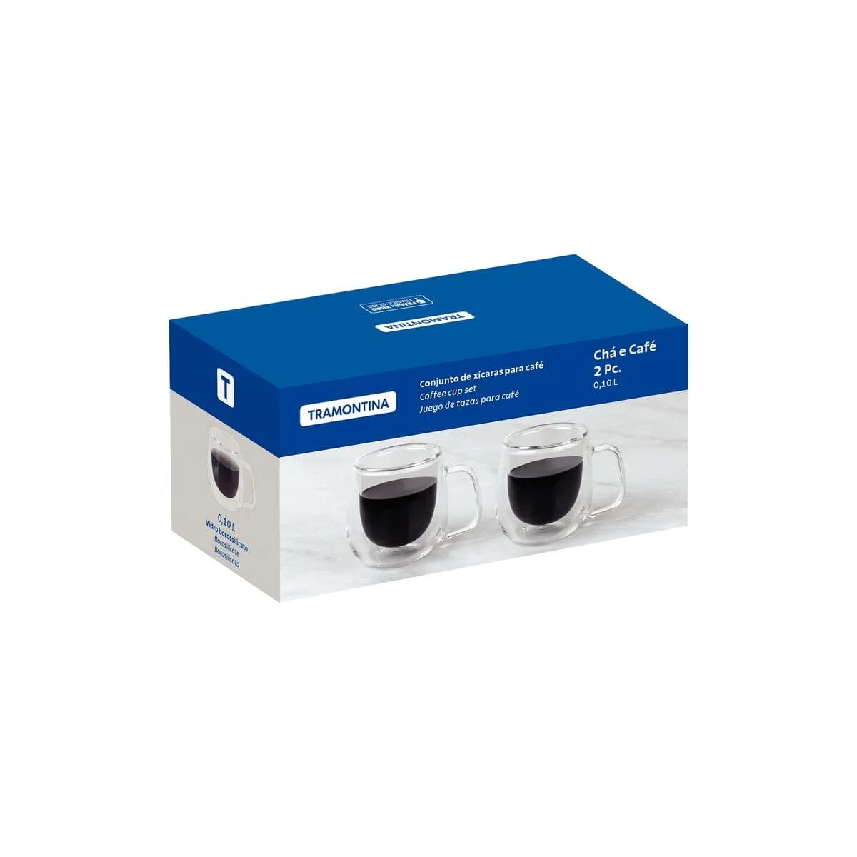 Taza Doble Vidrio Tramontina Cafe x2 Unid. 100 ml — imagen 2 de 3