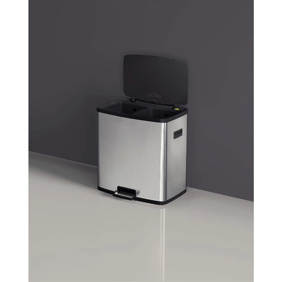 Basurero en Acero Inox Pedal Tramontina Octos 15+15 litros — imagen 4 de 4