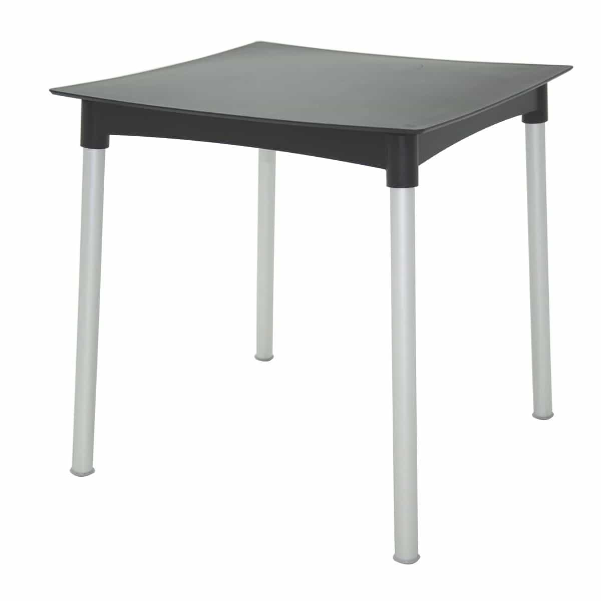 Mesa Tramontina Diana en Polipropileno Negro Patas Aluminio