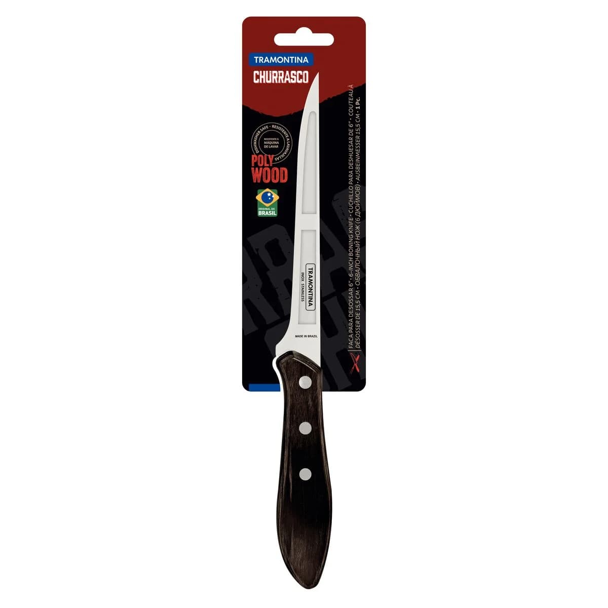 Cuchillo De Deshuesar Tramontina Polywood Acero Inox 6 PuLG — imagen 2 de 3
