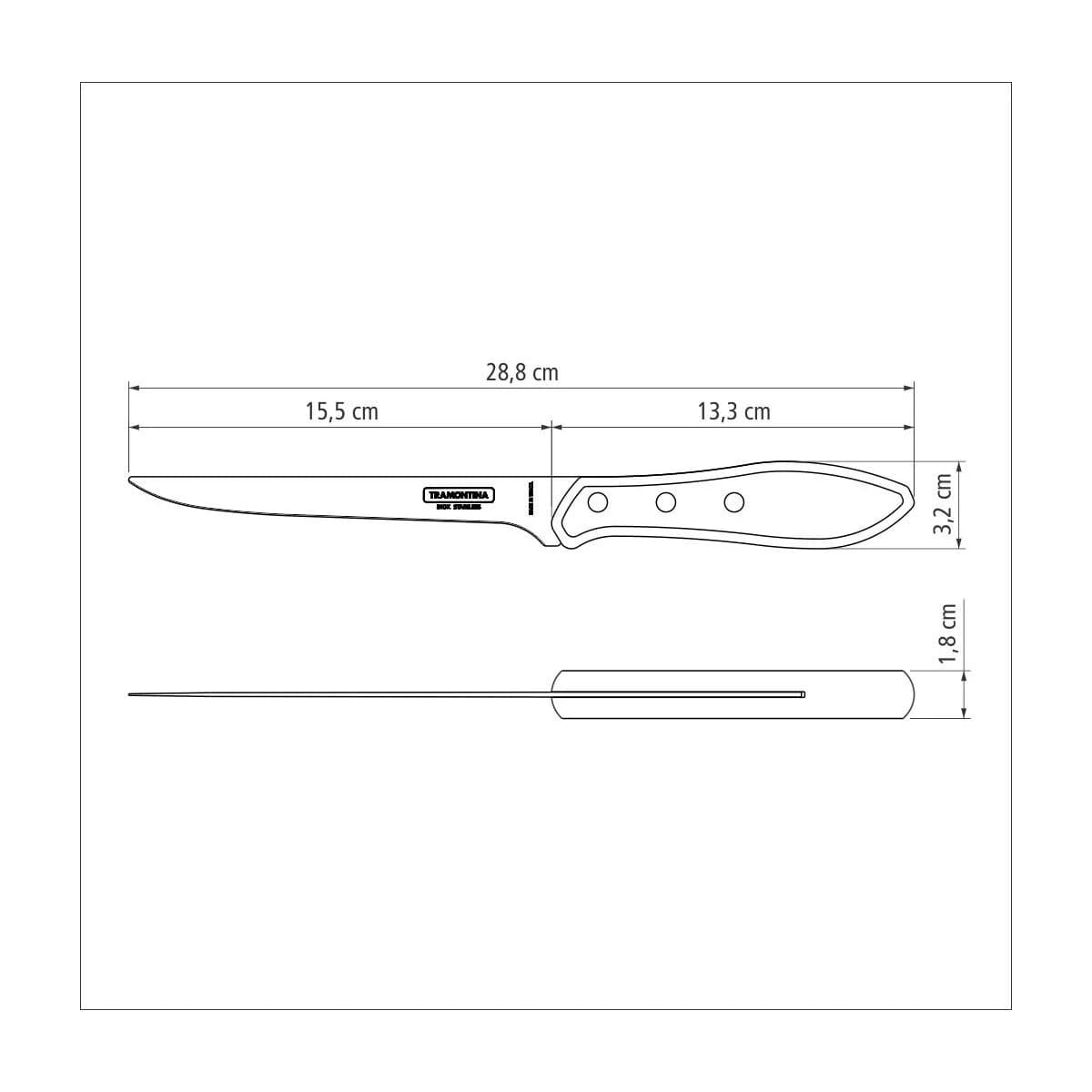 Cuchillo De Deshuesar Tramontina Polywood Acero Inox 6 PuLG — imagen 3 de 3
