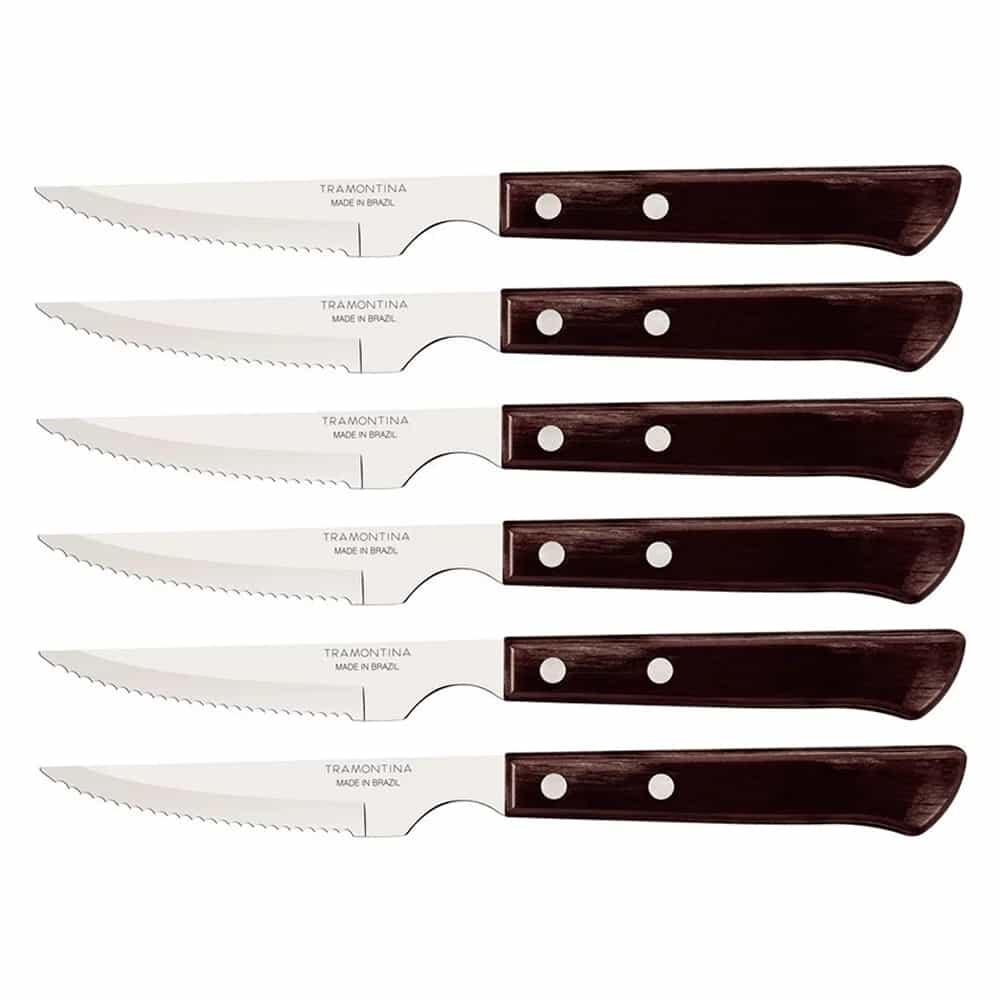 Cuchillo Asado Mango Madera X6 Unid. Tramontina Churrasco