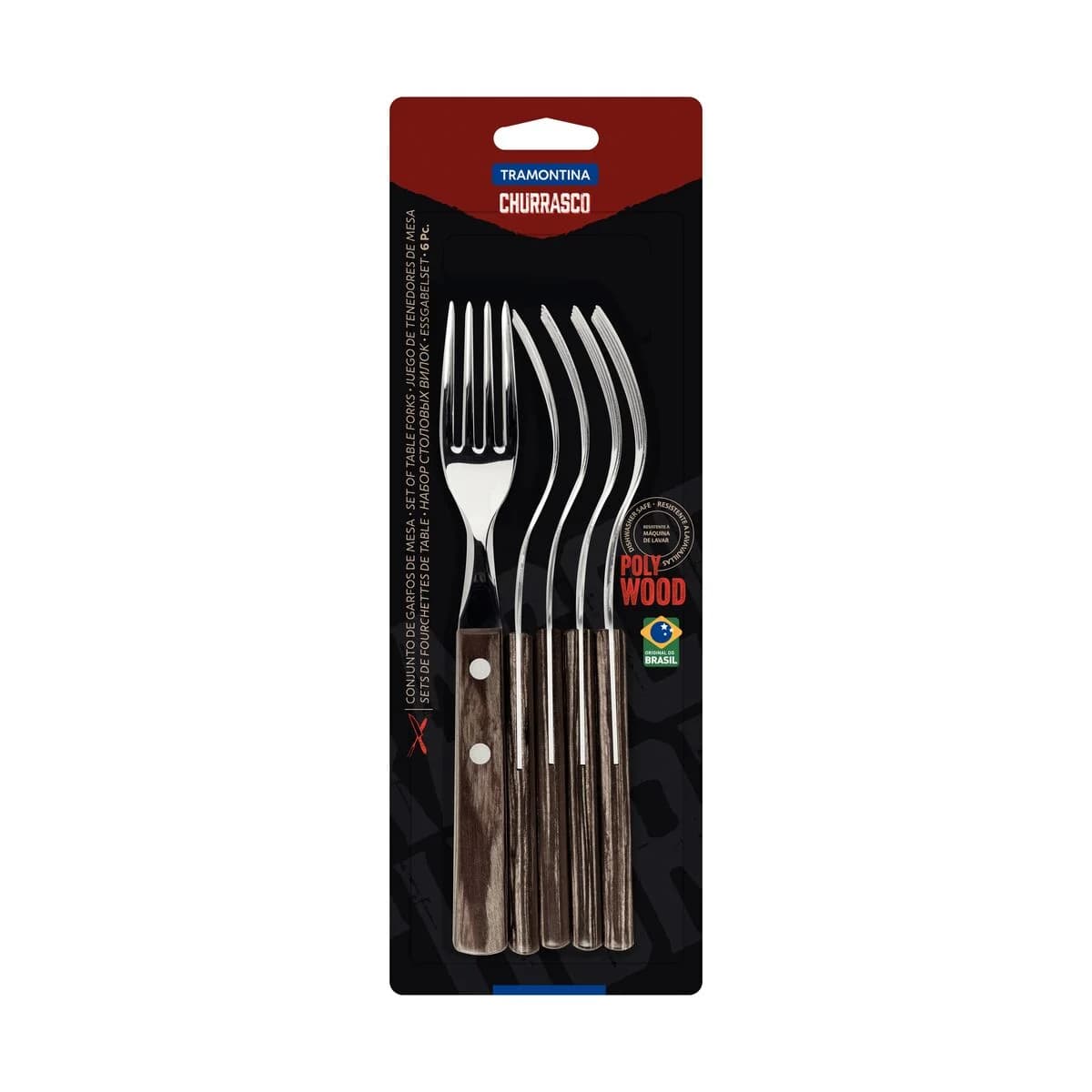 Tenedor De Mesa Polywood Tramontina Acero Inox X6 Unid. — imagen 3 de 4