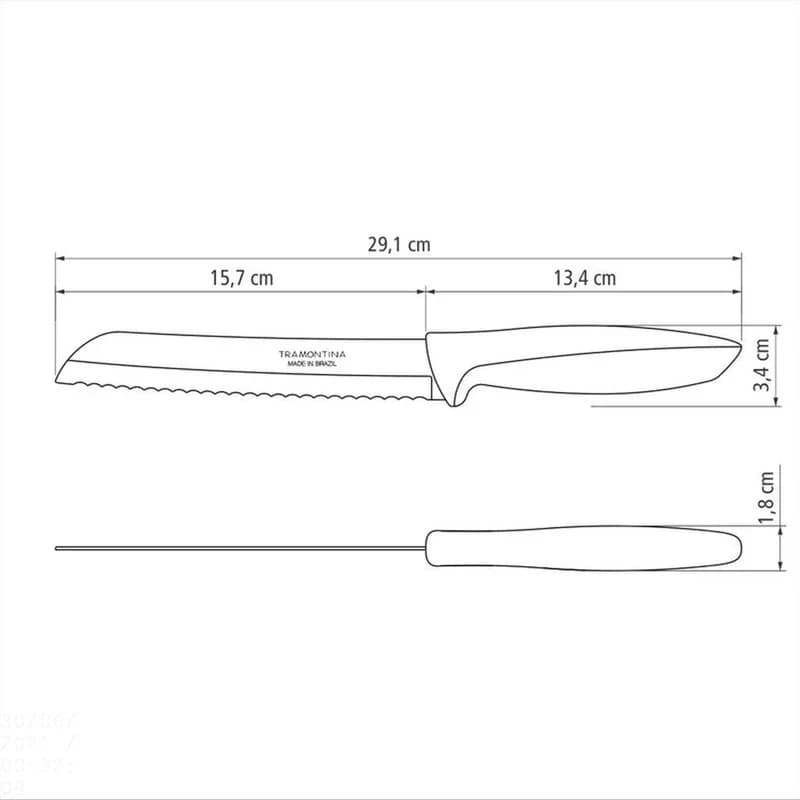 Cuchilla De Pan Tramontina Plenus Acero Inoxidable 7 Pulg — imagen 3 de 4