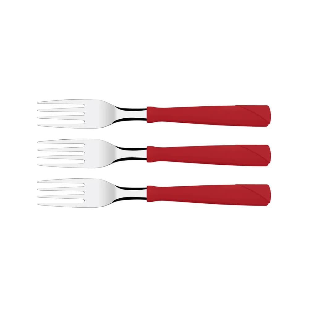 Tenedor De Mesa Tramontina New Kolor X3 Unid Rojo — imagen 1 de 3