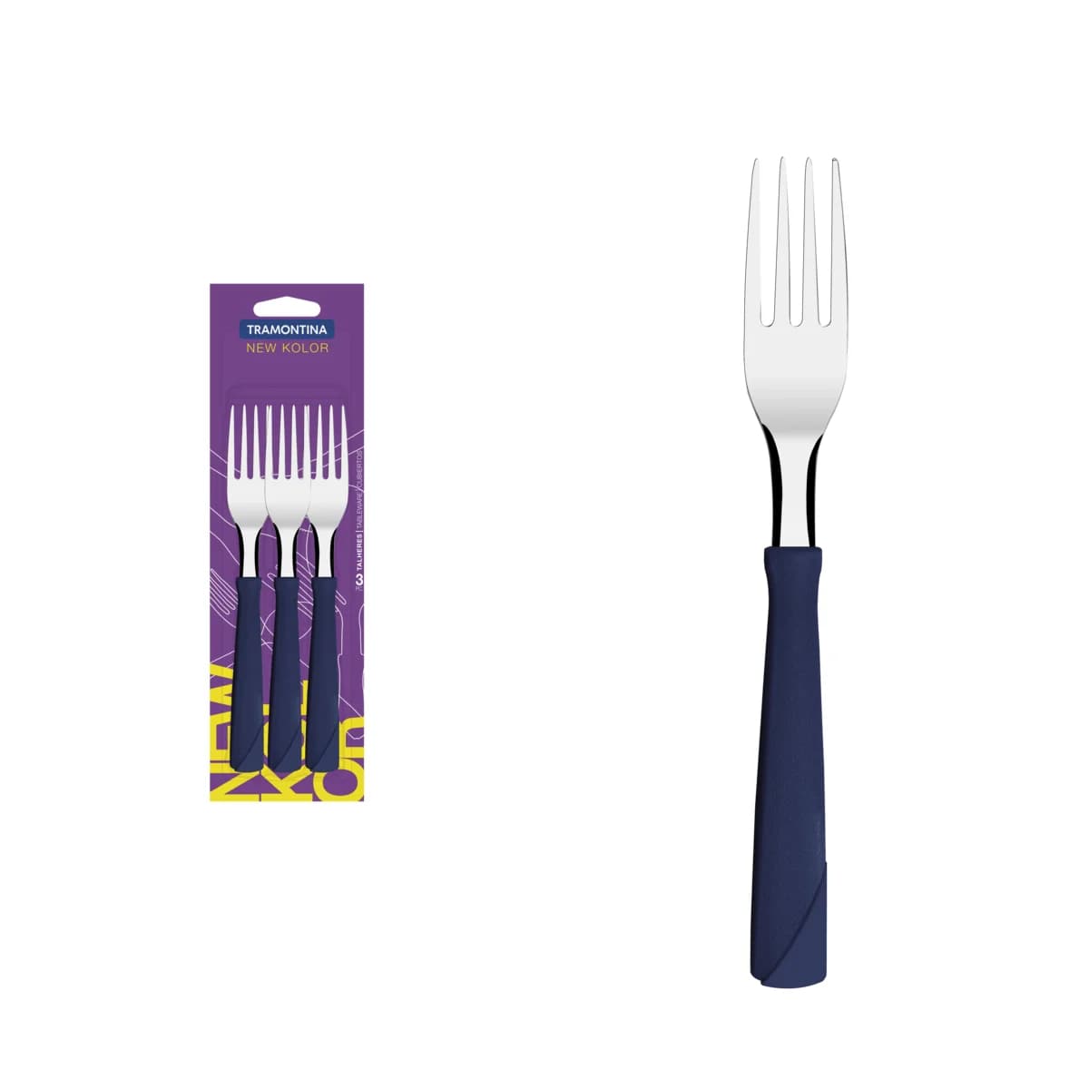 Tenedor De Mesa Tramontina New Kolor X3 Unid Azul — imagen 2 de 3
