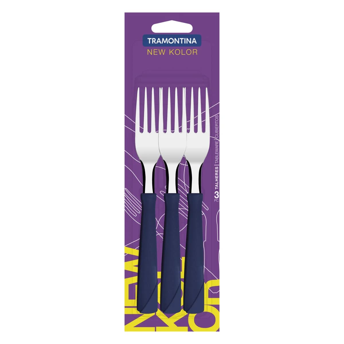 Tenedor De Mesa Tramontina New Kolor X3 Unid Azul — imagen 3 de 3