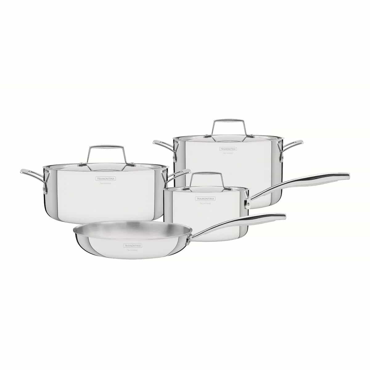 Bateria de Cocina Tramontina Ollas Induccion Grano 4 Piezas Acero Inoxidable
