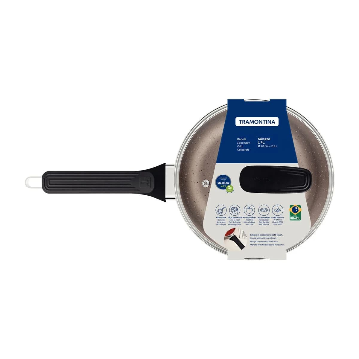 Cacerola Olla Tramontina Milazzo Antiadher 20 Cm 2,9 Litros — imagen 2 de 7