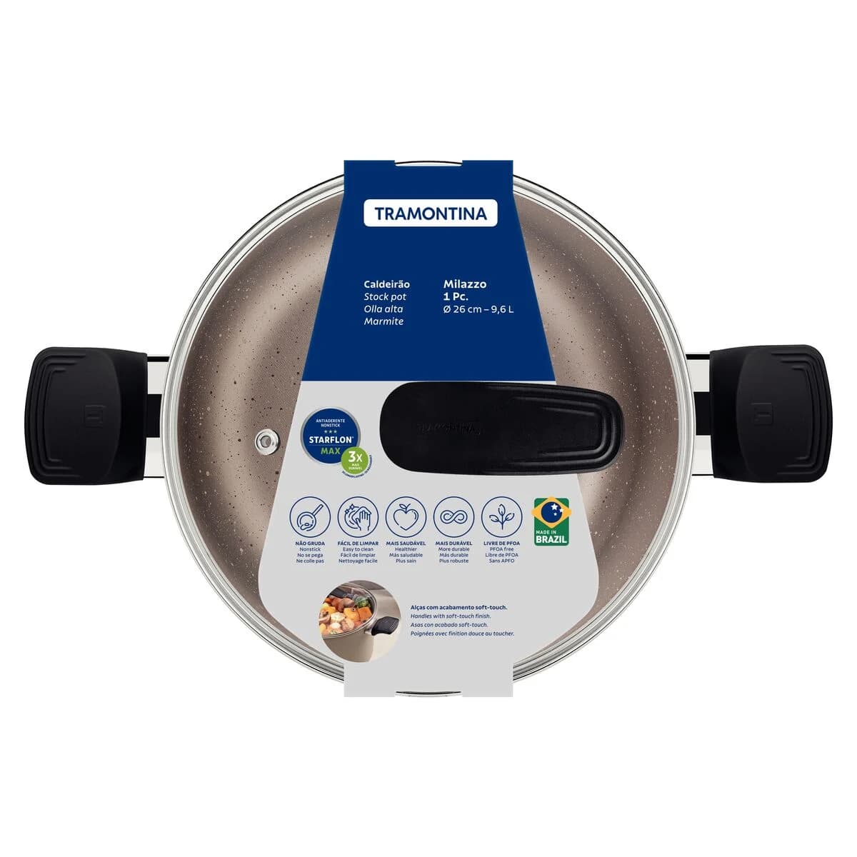 Olla Tramontina Milazzo Teflon Antiadher 26 Cm 9,6 Litros — imagen 2 de 5