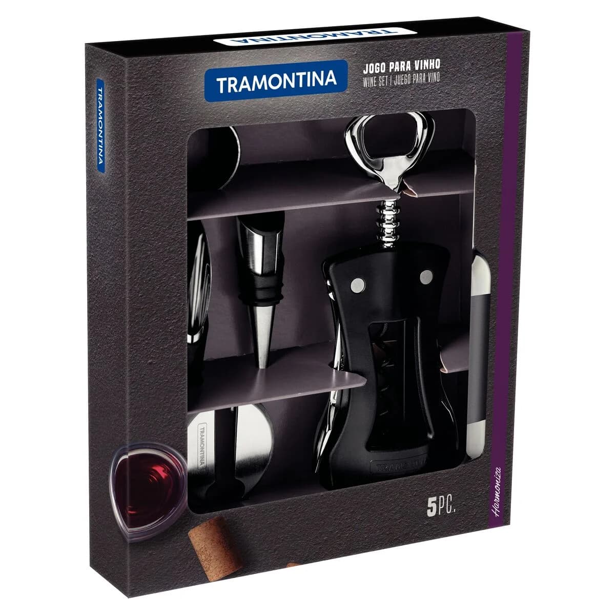 Set De Vino Tramontina Harmoniza Acero Inoxidable 5 Piezas — imagen 2 de 3