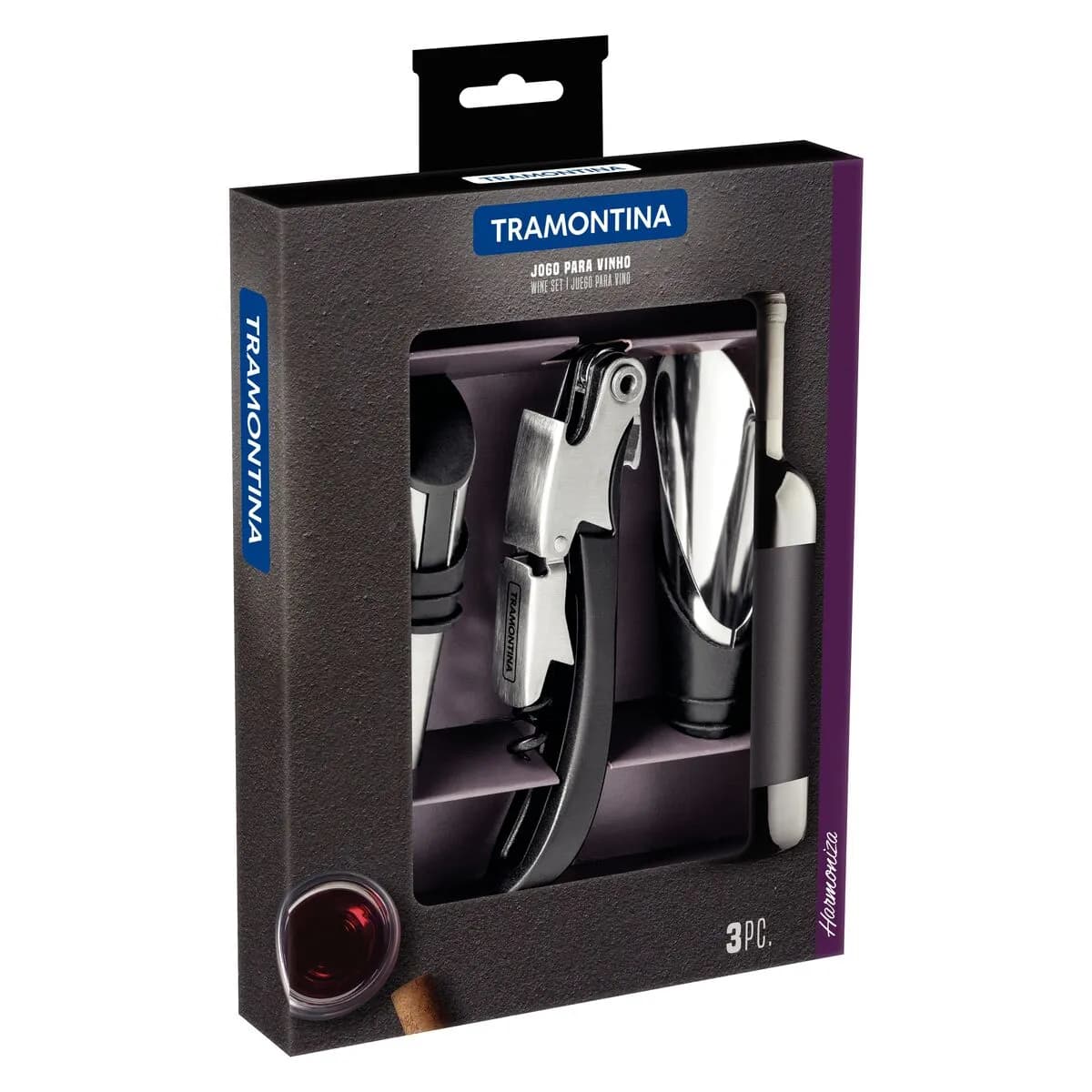 Set De Vino Tramontina Harmoniza Acero Inoxidable 3 Piezas — imagen 2 de 2