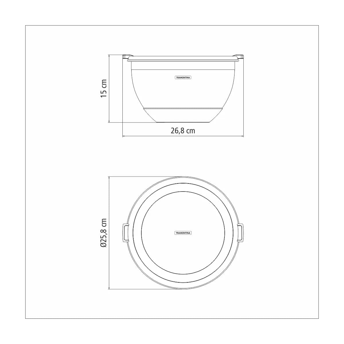 Bowl De Acero Inoxidable Con Tapa Tramontina 5000 Ml — imagen 3 de 5