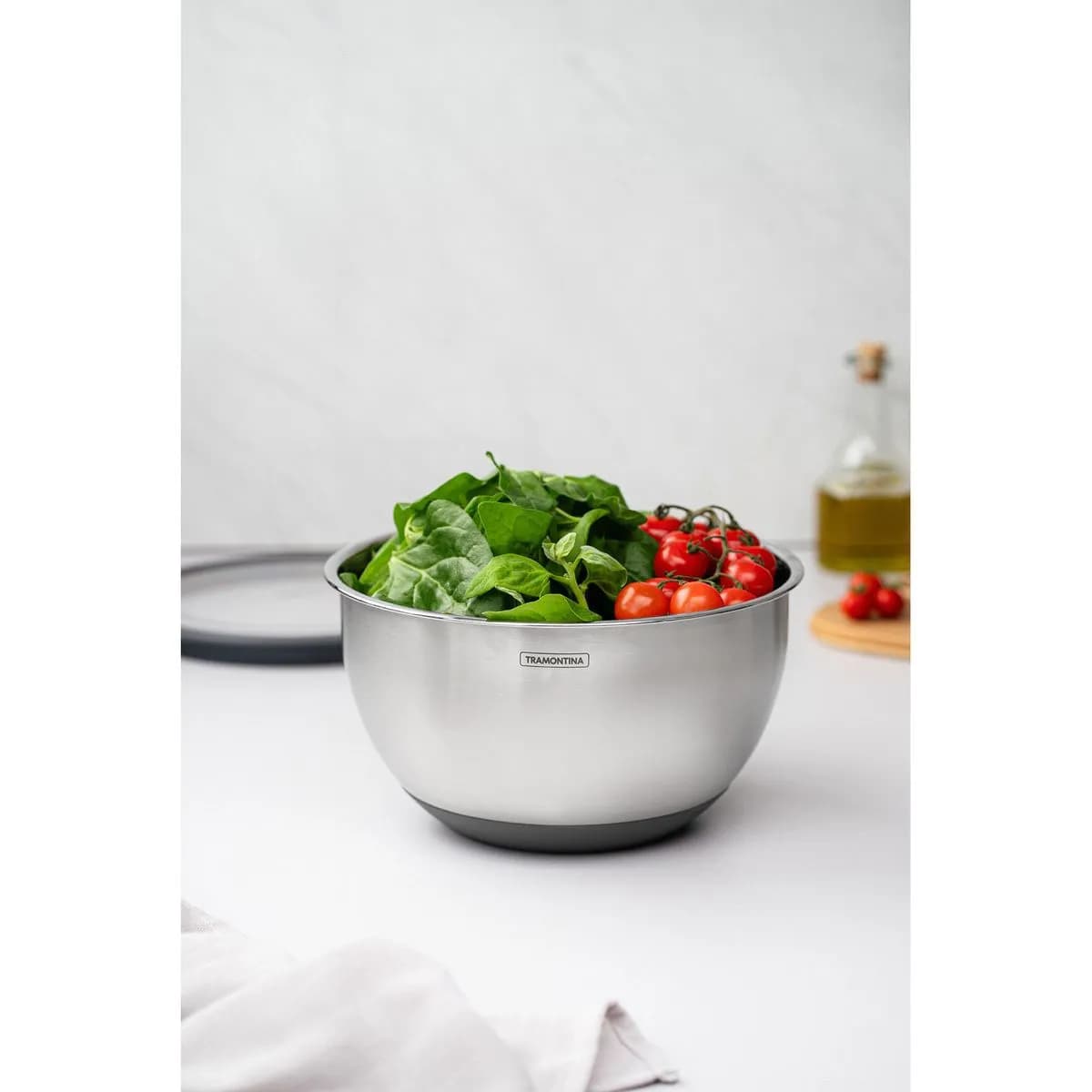 Bowl De Acero Inoxidable Con Tapa Tramontina 5000 Ml — imagen 5 de 5