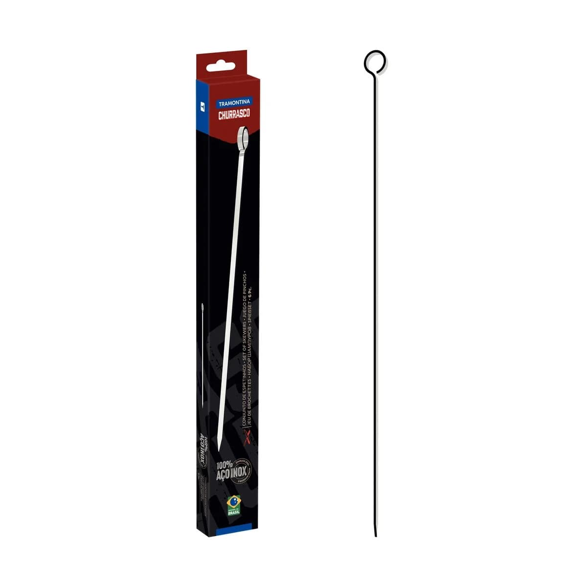 Pincho De Brochette Tramontina Acero Inox X6 Unid 30 Cm — imagen 2 de 6