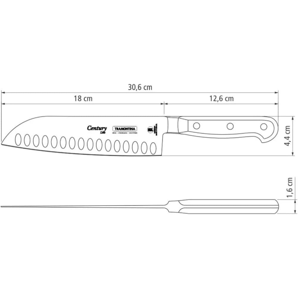 Cuchilla Santoku Tramontina Century Acero Inoxidable 7 PuLG — imagen 3 de 5