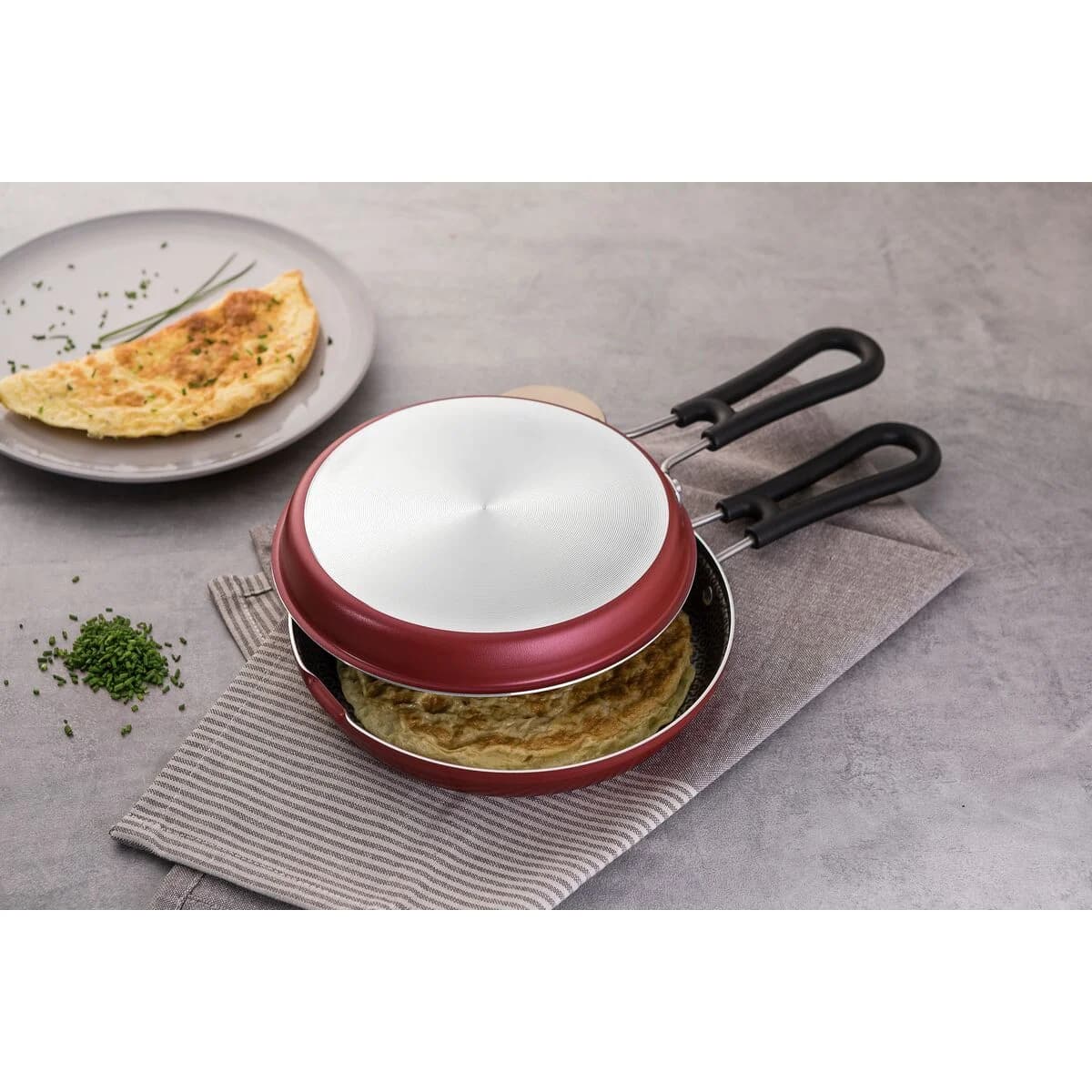 Sarten Doble Antiadherente Tramontina Teflon 24 Cm Rojo — imagen 3 de 3