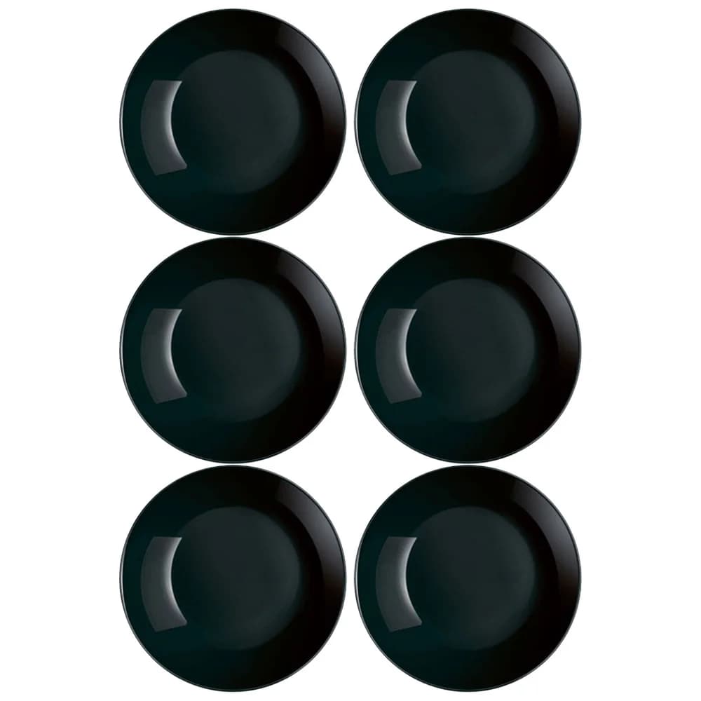 Plato Hondo Vidrio 20 Cm Luminarc Negro Diwali X6 Unid — imagen 1 de 3