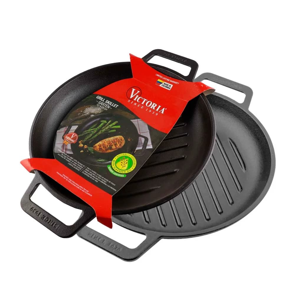 Sarten De Hierro Curado Grill Victoria Con Asas 25 Cm — imagen 2 de 4
