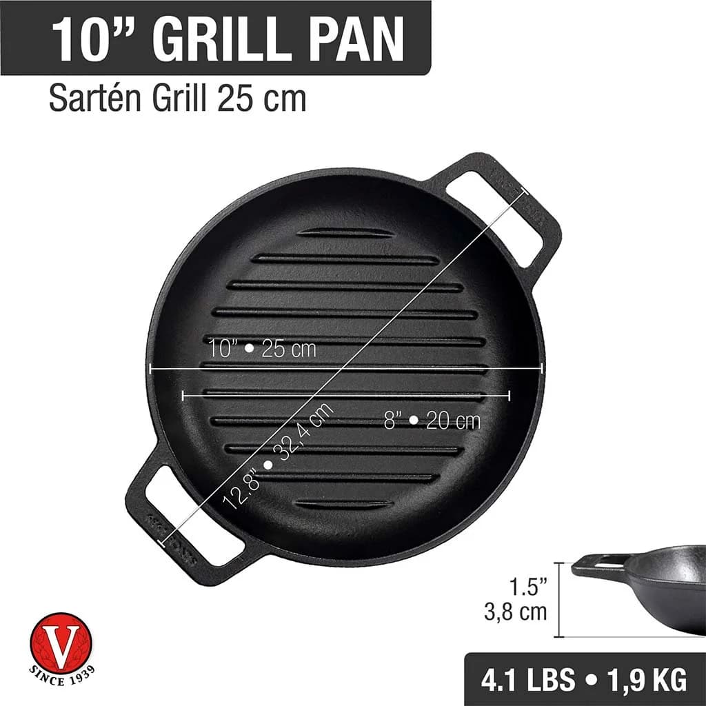 Sarten De Hierro Curado Grill Victoria Con Asas 25 Cm — imagen 4 de 4