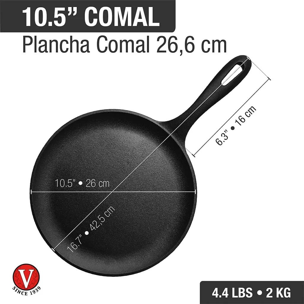 Sarten Comal Hierro Curado 26.5cm Victoria Negro — imagen 3 de 4