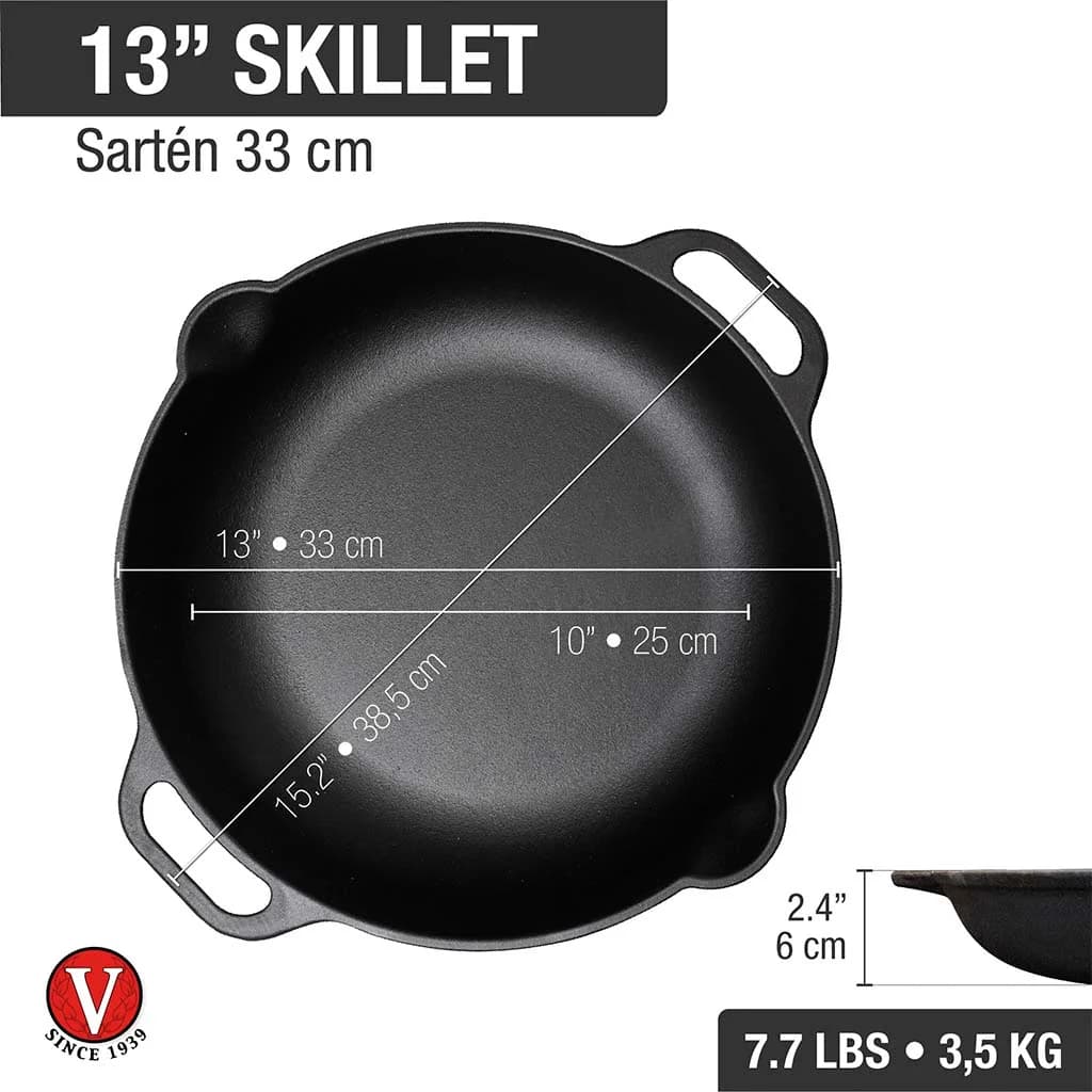 Sarten De Hierro Curado 33 Cm Victoria Con Asas — imagen 3 de 4