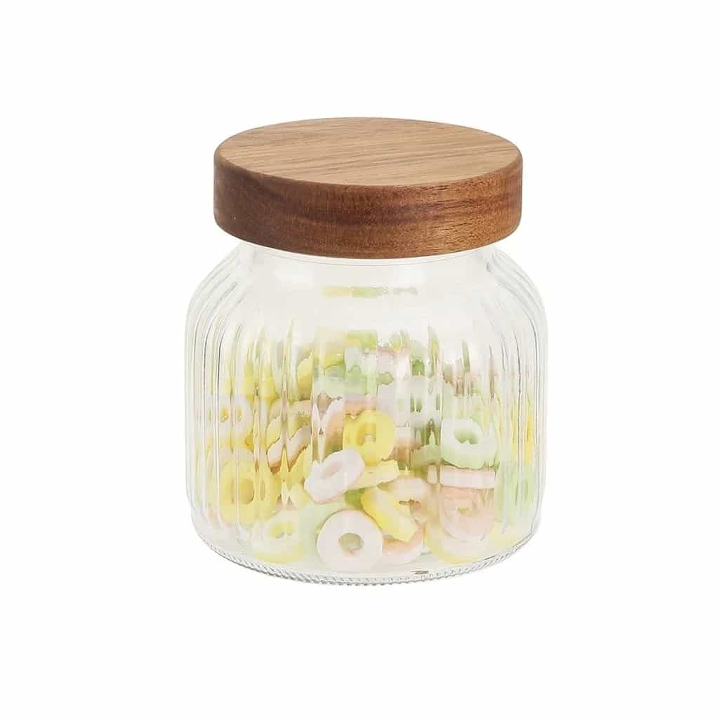 Frasco De Vidrio Con Tapa De Madera 500 Ml Selecta 12 Cm