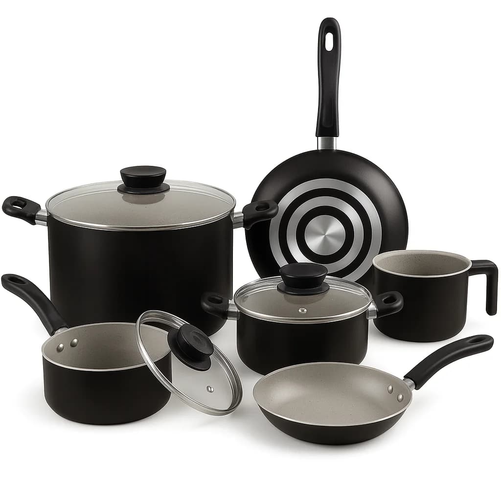 Juego Batería De Cocina Tramontina Antiadherente 9 Pz Linz - NEGRO — imagen 1 de 4