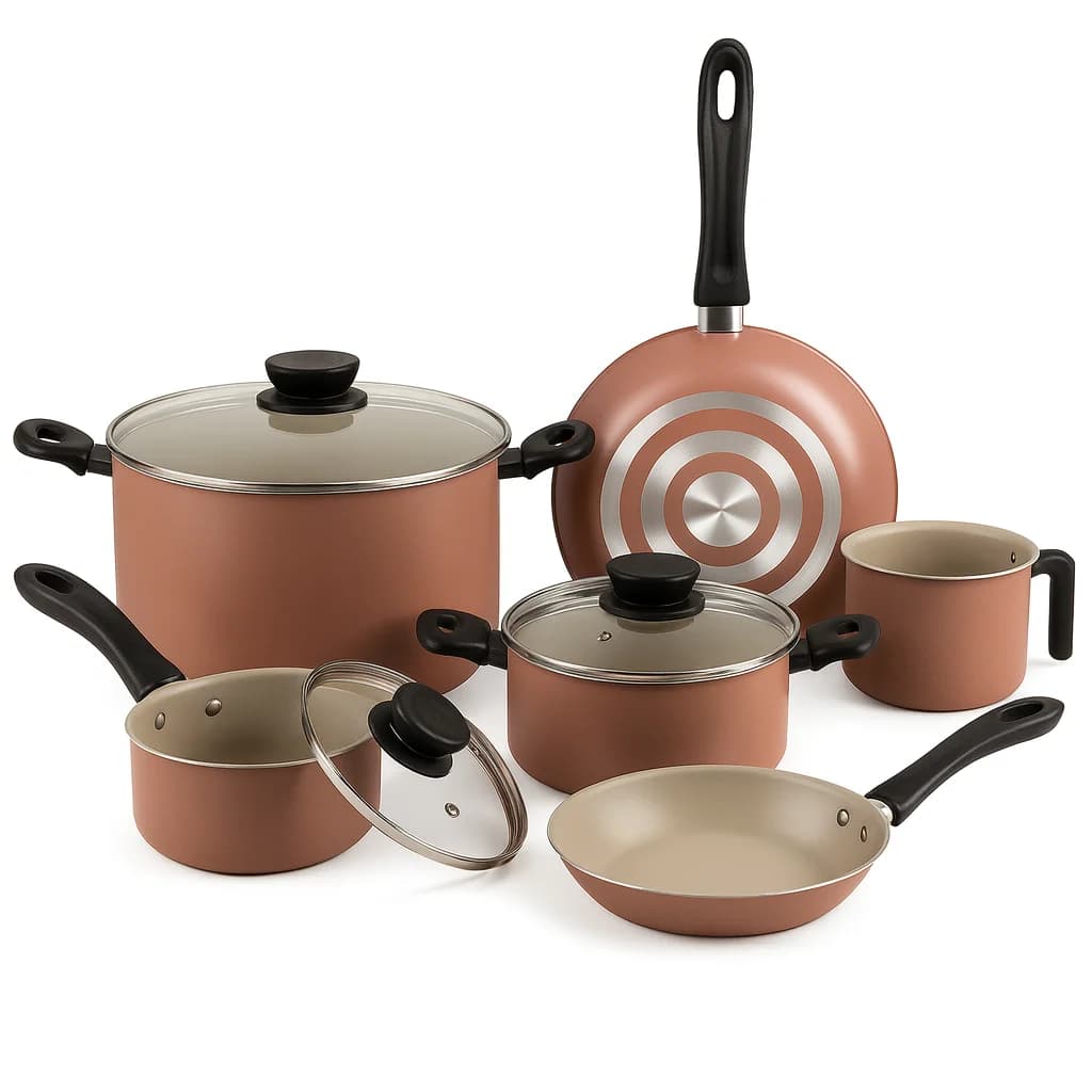 Juego Batería De Cocina Tramontina Antiadherente 9 Pz Linz - ROSA — imagen 1 de 3