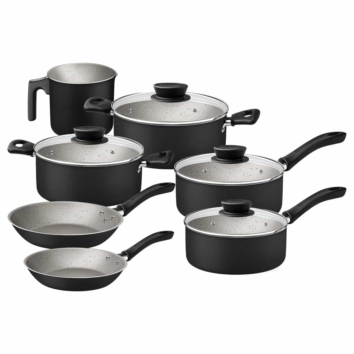 Juego De Ollas Tramontina Bateria Linz 7 Piezas Antiadherente - NEGRO