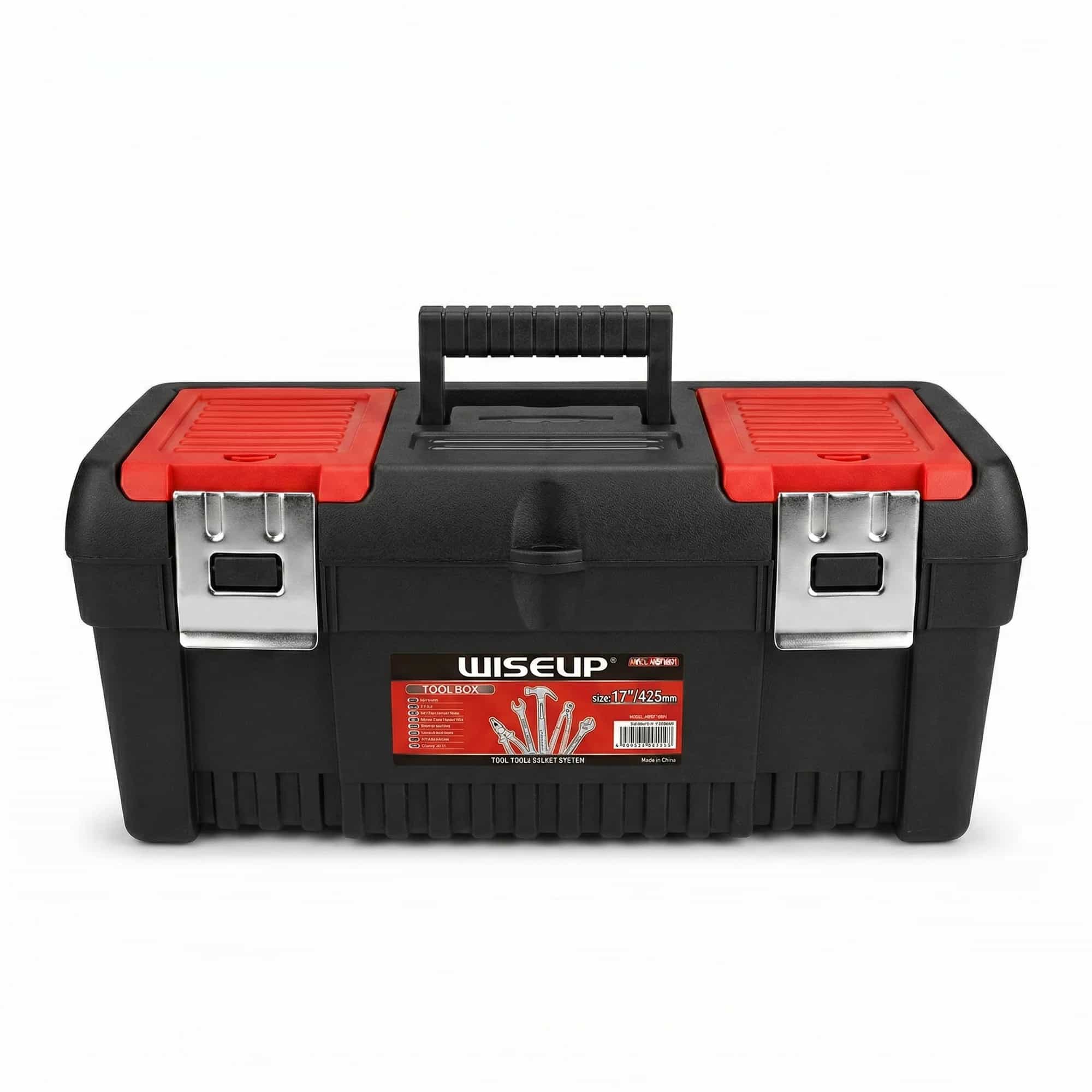 Caja De Herramientas Wiseup 41 Cm Bandeja Y Cierres Acero