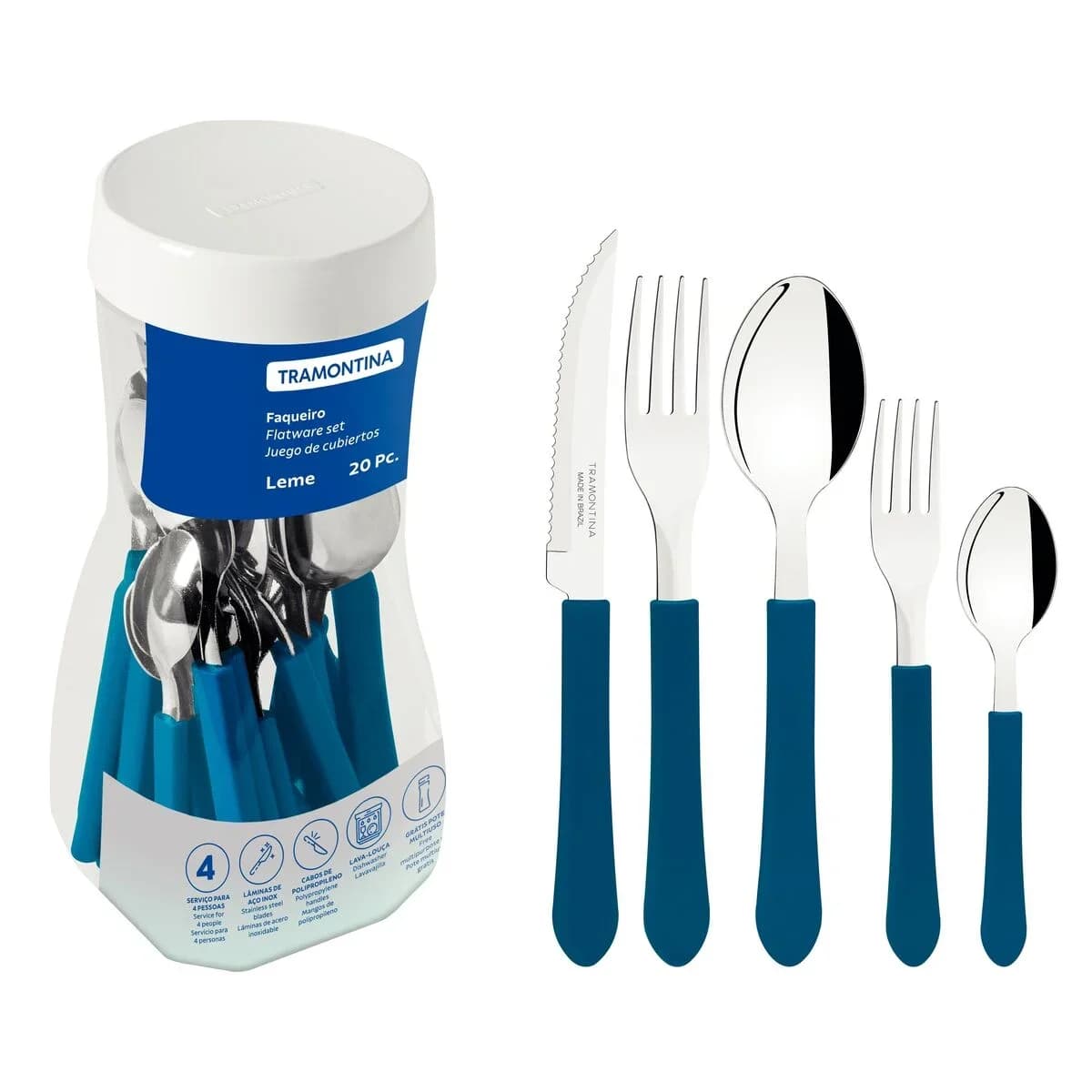 Juego De Cubiertos Tramontina 20 Piezas Leme Acero Inox — imagen 4 de 4