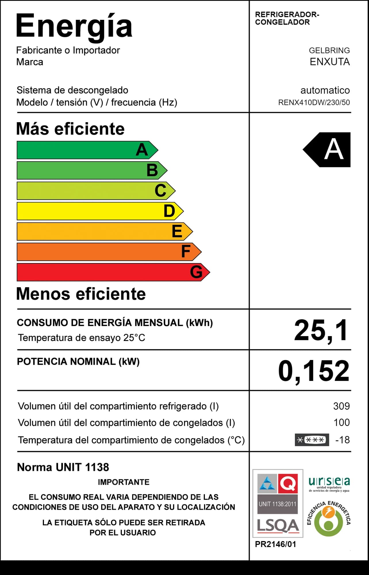 Refrigerador Frío Seco Inverter 409 Litros Blanco con Dispensador — imagen 2 de 3