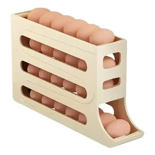 Huevera Plástica Diseño Deslizante Organizador 4 Niveles Beige — imagen 1 de 5