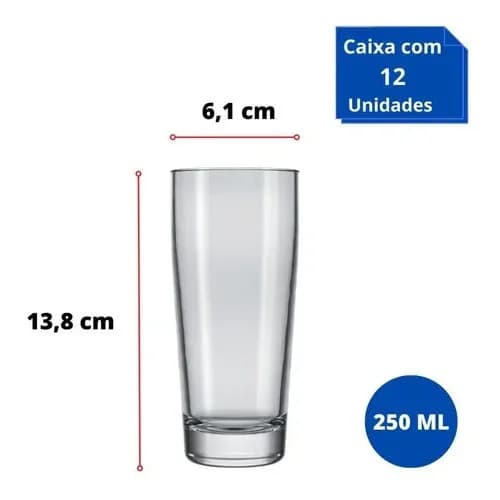 Vaso Alto De Cerveza Nadir Willybecher 250 Ml Vidrio Set X6 — imagen 2 de 4