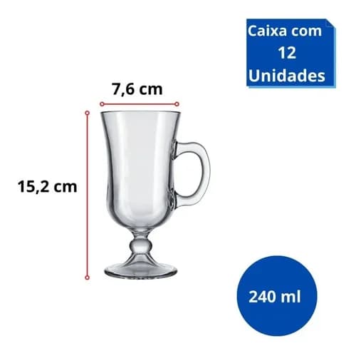 Taza De Café Nadir Nevada Irish 240 Ml Vidrio Set X12 — imagen 2 de 2