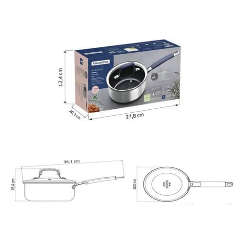 Sartén Tramontina Romagna Cerámica Y Aluminio 18 Cm Con Tapa — imagen 5 de 5