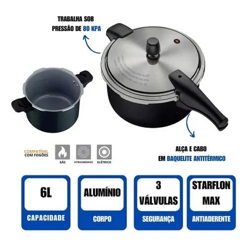 Olla A Presión Tramontina Vancouver 24 Cm 6 L Negra — imagen 9 de 9