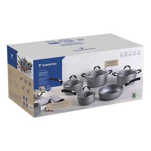 Juego De Utensilios Tramontina Mônaco Antiadherentes 5 Piezas Gris — imagen 4 de 5