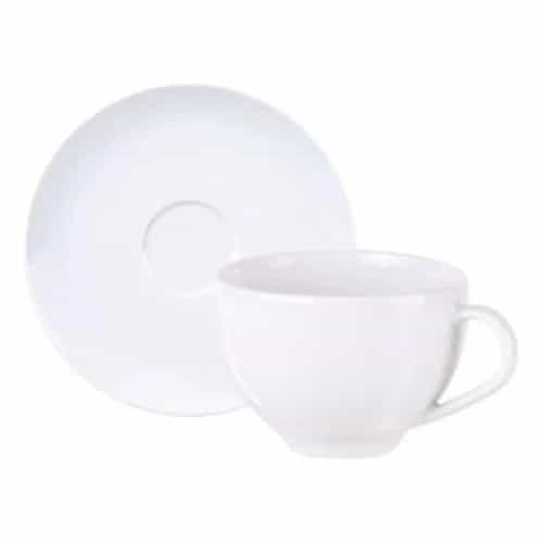 Set Taza Y Platillo Para Té Tramontina Porcelana 250 Ml Blanco