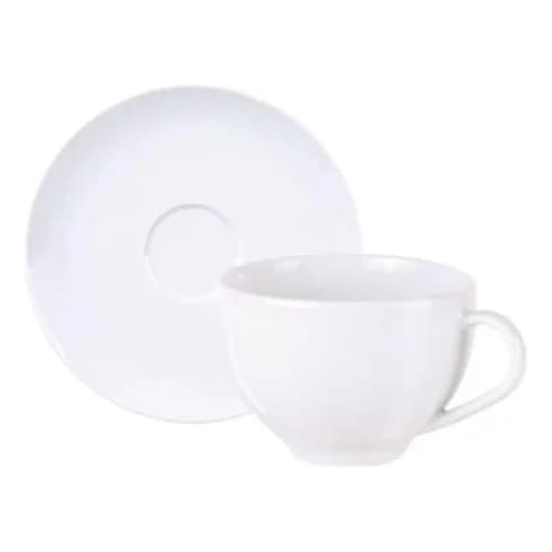 Set Taza Y Platillo Para Té Tramontina Porcelana 250 Ml Blanco — imagen 1 de 8