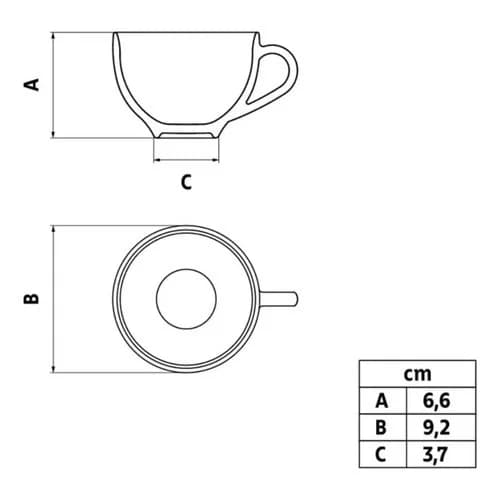 Set Taza Y Platillo Para Té Tramontina Porcelana 250 Ml Blanco — imagen 7 de 8
