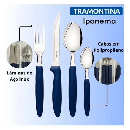 Juego De Cubiertos Tramontina Ipanema Acero Inoxidable 25 Piezas Azul — imagen 3 de 8